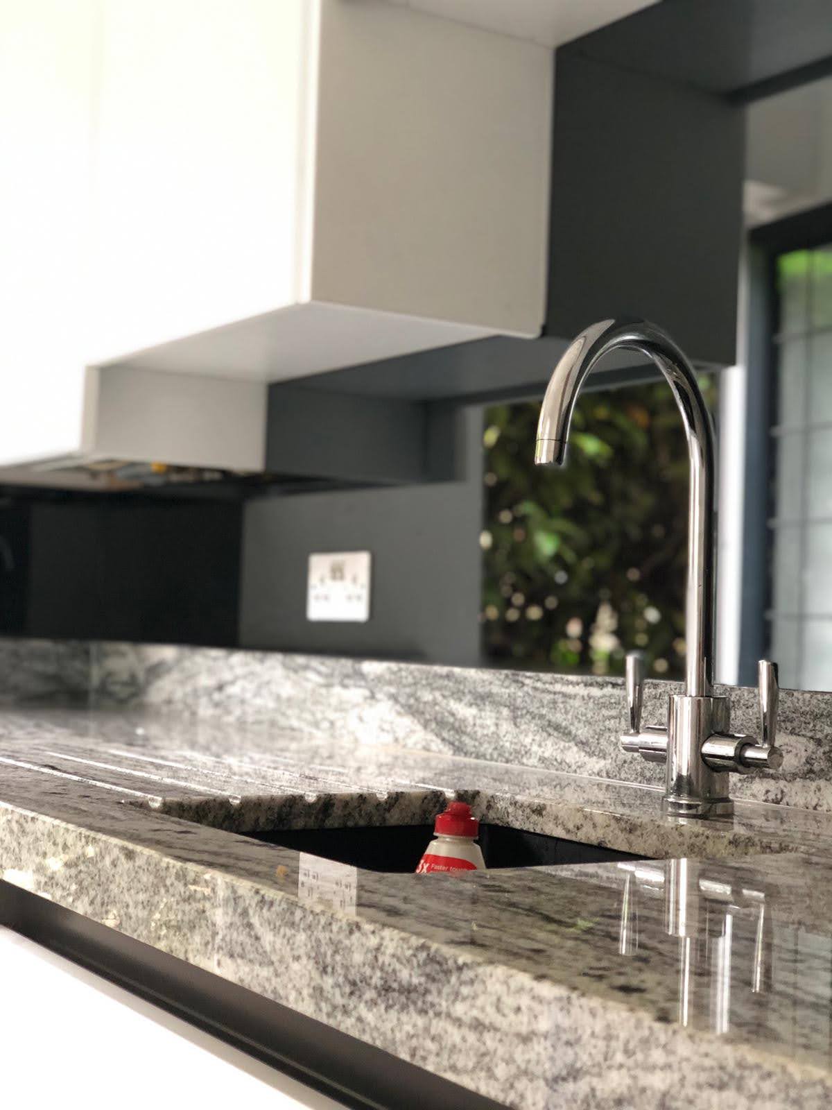 Modern kitchen glass splashback, London